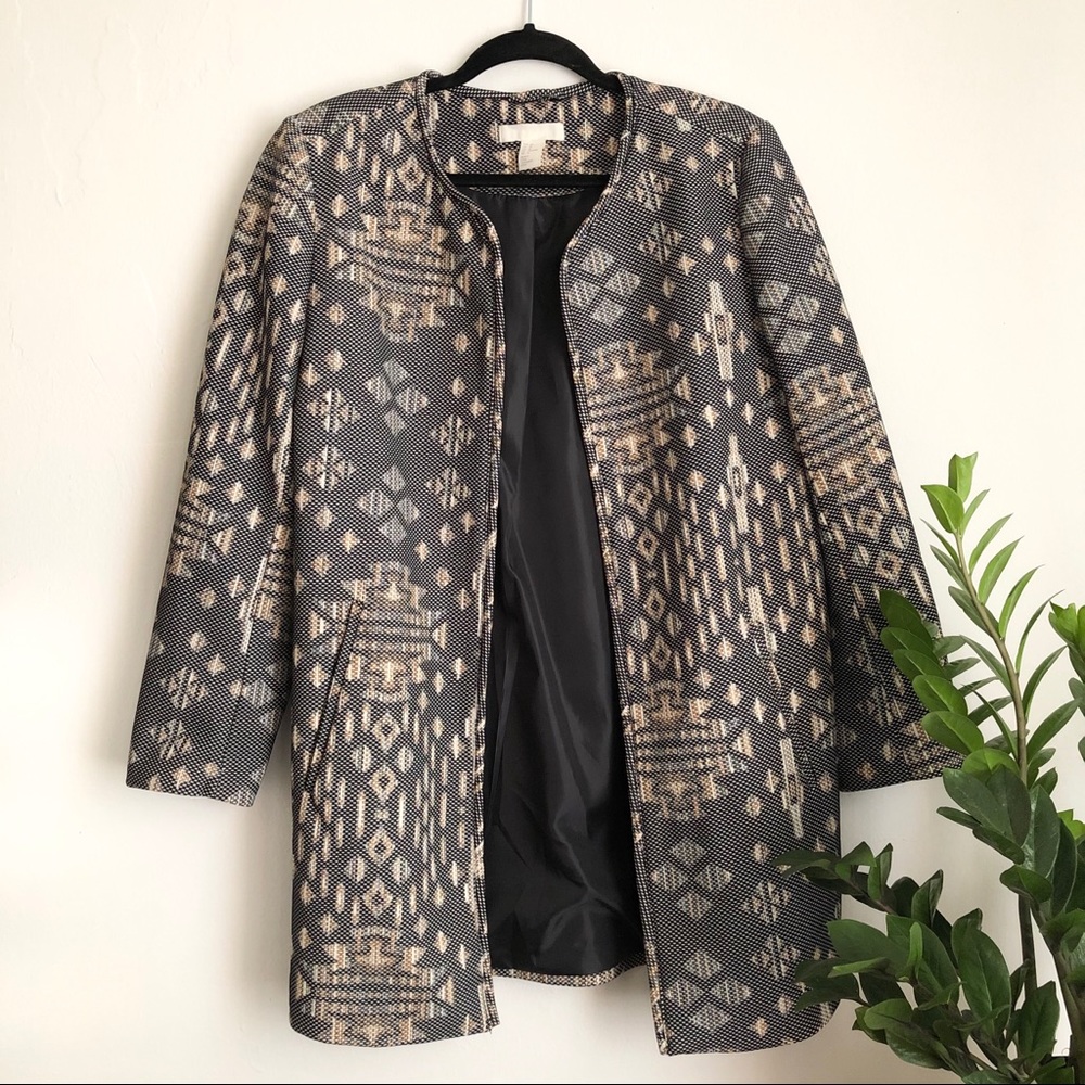 H&M Aztec Tribal Print Long Blazer